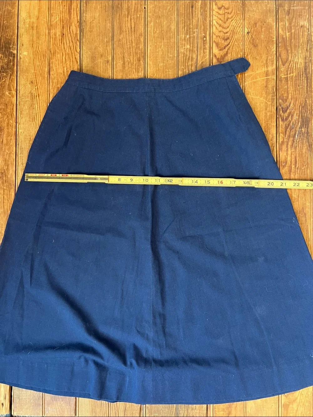 Vintage 70s skirt Navy A-Line Women's mid cotton Poplin size m